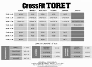 crossfit toret orari